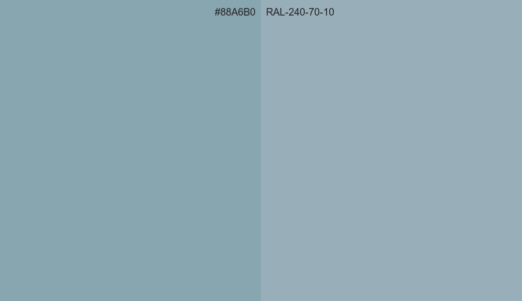 HEX Color 88A6B0 to RAL 240 70 10 Conversion comparison