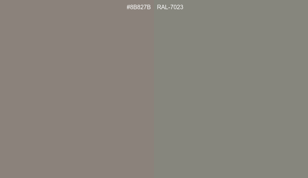 HEX Color 8B827B to RAL 7023 Conversion comparison