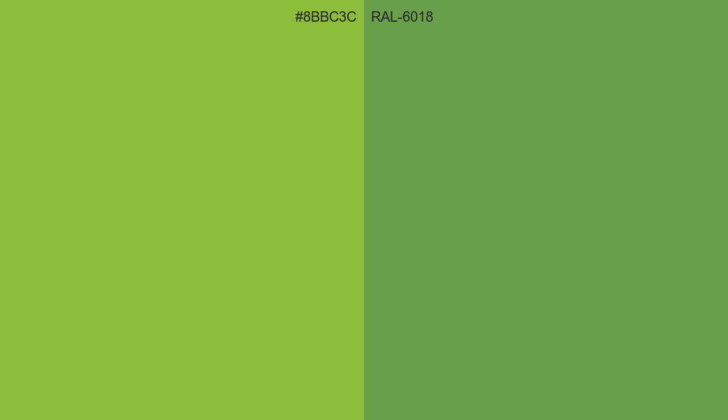 HEX Color 8BBC3C to RAL 6018 Conversion comparison