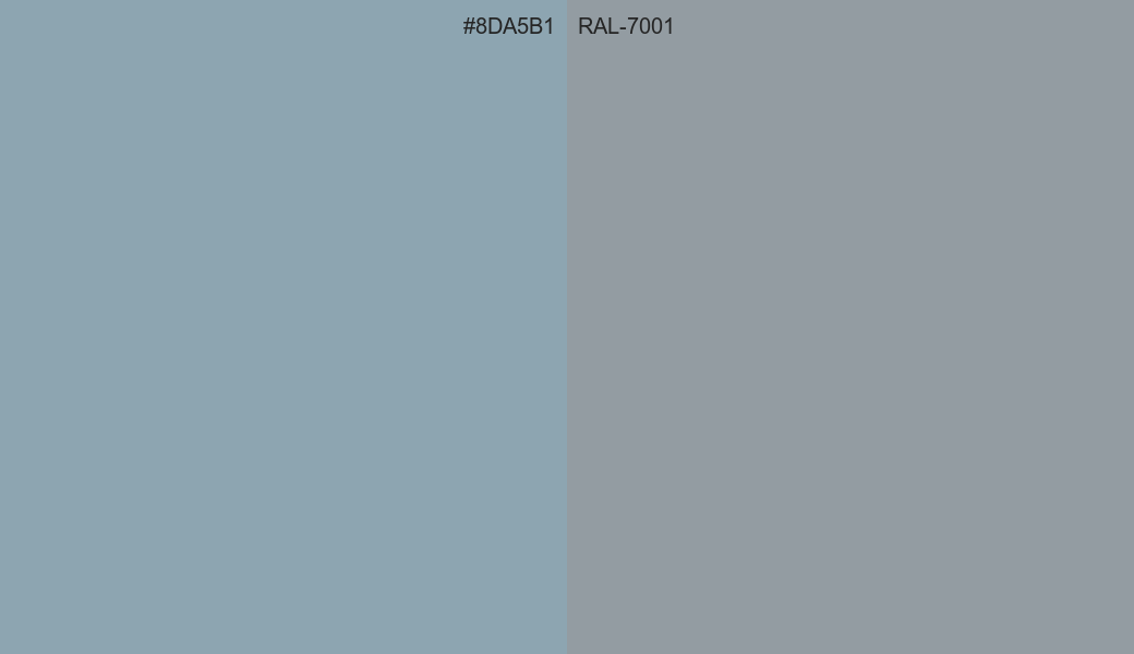 HEX Color 8DA5B1 to RAL 7001 Conversion comparison