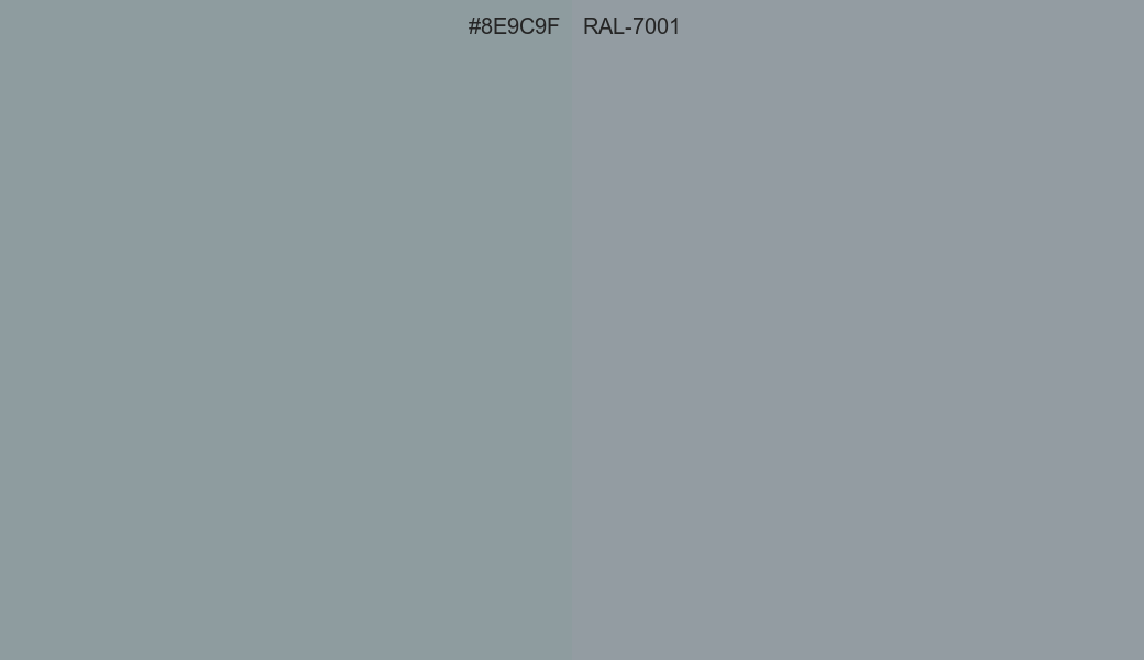 HEX Color 8E9C9F to RAL 7001 Conversion comparison
