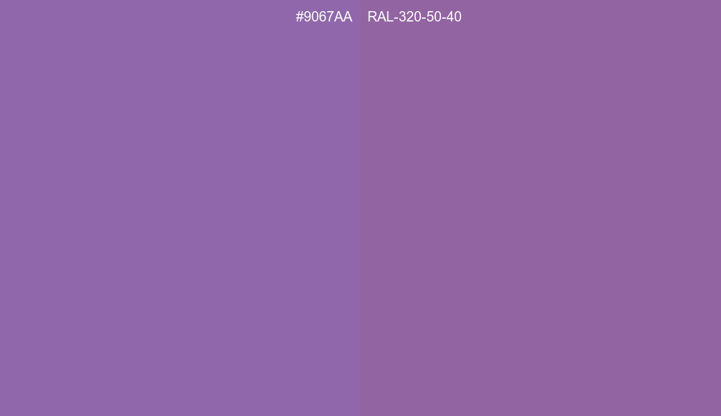 HEX Color 9067AA to RAL 320 50 40 Conversion comparison
