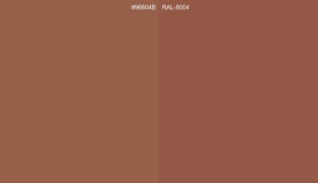 HEX Color 96604B to RAL 8004 Conversion comparison