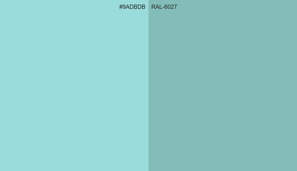HEX Color 9ADBDB to RAL 6027 Conversion comparison
