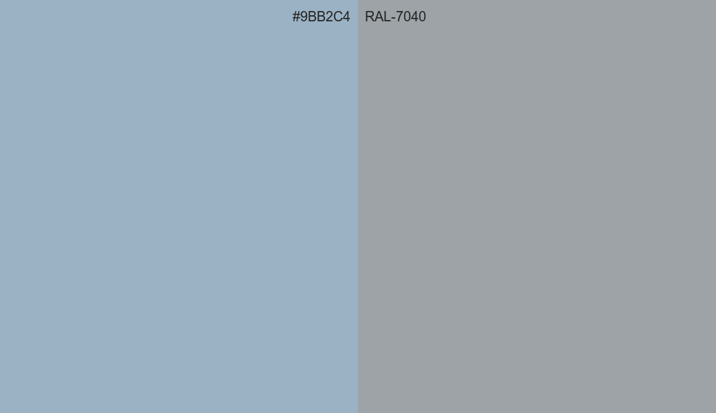 HEX Color 9BB2C4 to RAL 7040 Conversion comparison HEX Color 9BB2C4 to RAL 7040 Conversion comparison