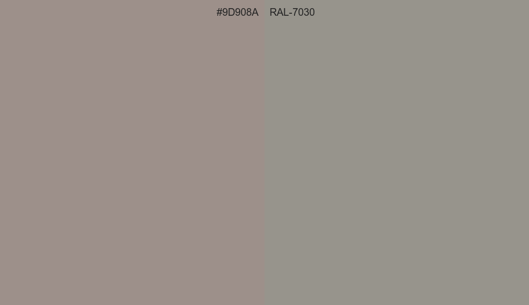 HEX Color 9D908A to RAL 7030 Conversion comparison