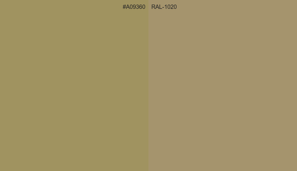 HEX Color A09360 to RAL 1020 Conversion comparison