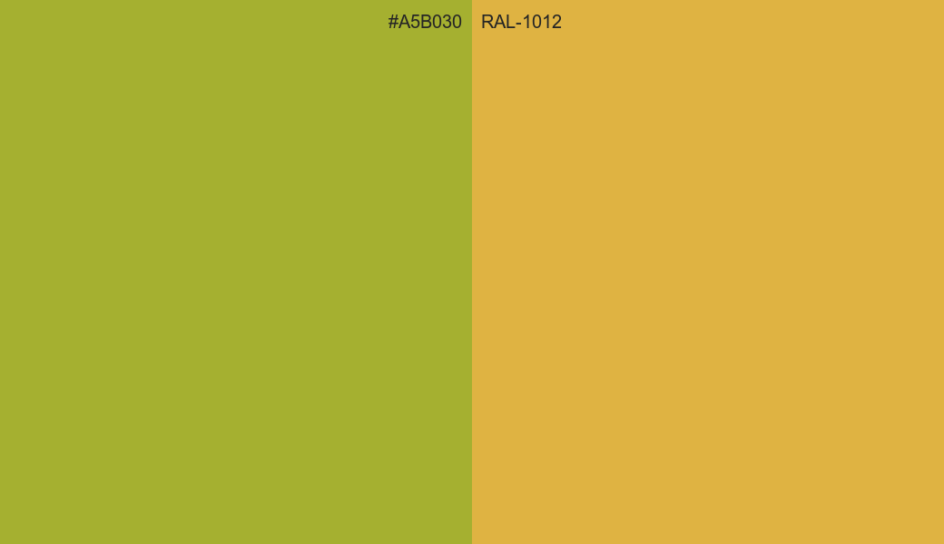 HEX Color A5B030 to RAL 1012 Conversion comparison