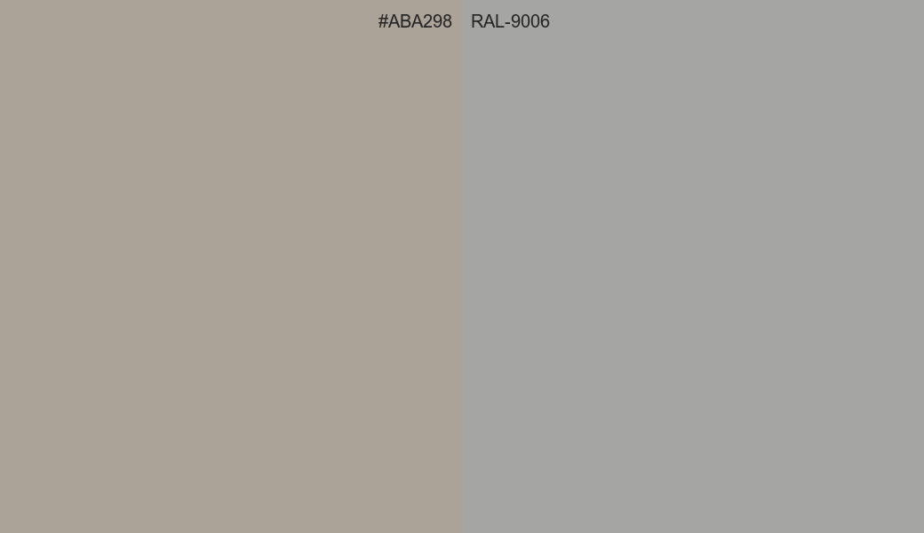 HEX Color ABA298 to RAL 9006 Conversion comparison