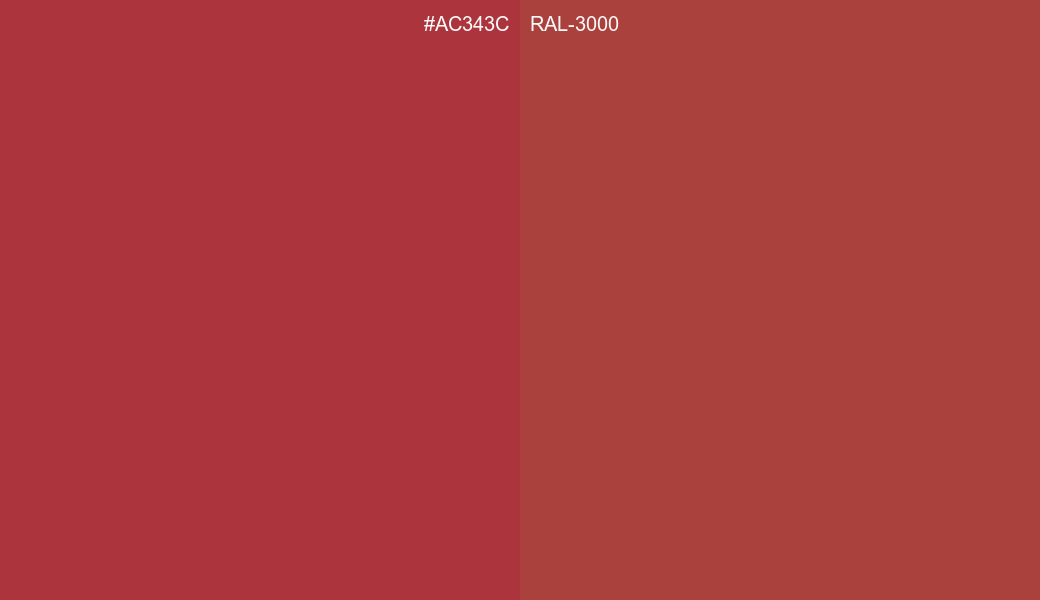 HEX Color AC343C to RAL 3000 Conversion comparison