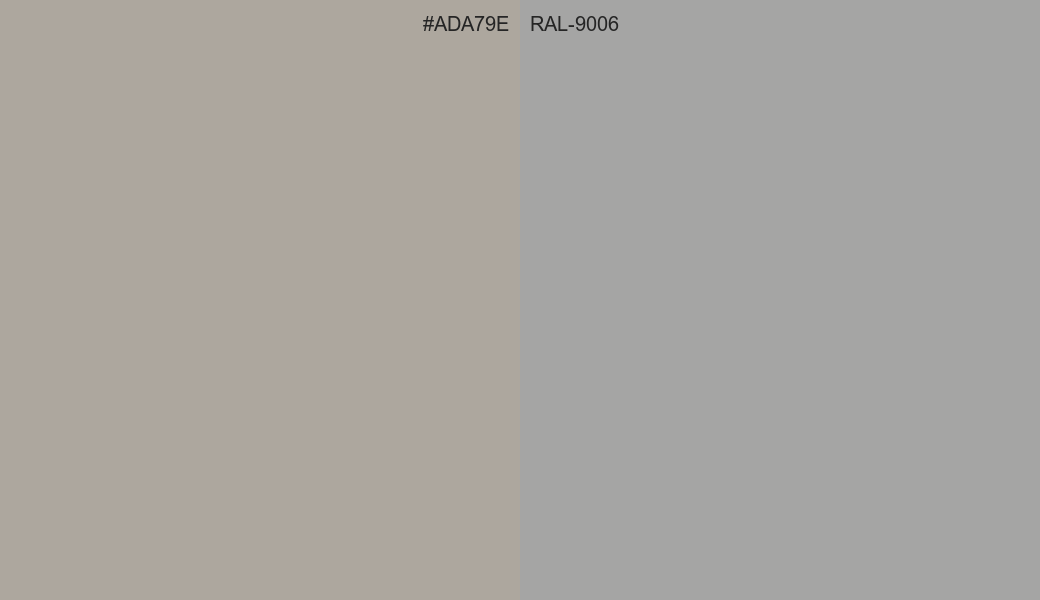 HEX Color ADA79E to RAL 9006 Conversion comparison