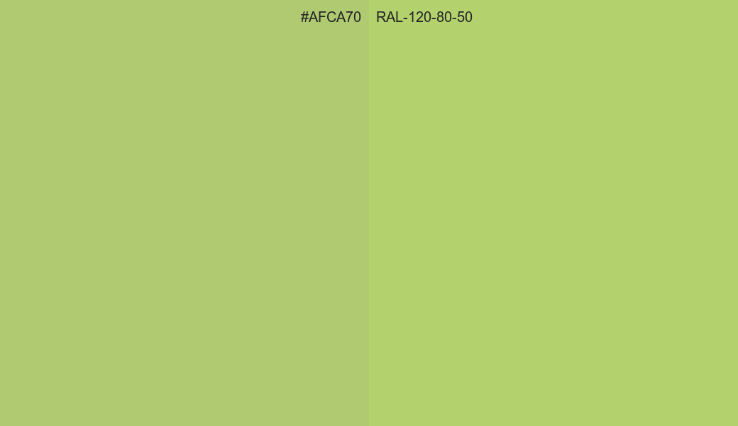 HEX Color AFCA70 to RAL 120 80 50 Conversion comparison