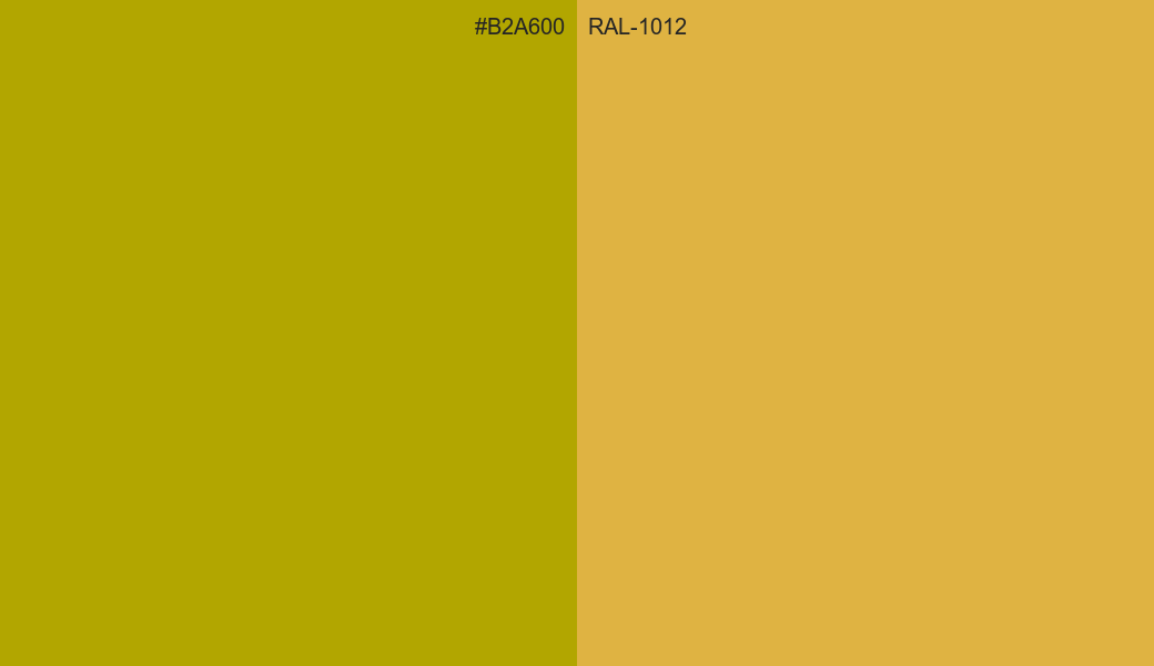 HEX Color B2A600 to RAL 1012 Conversion comparison