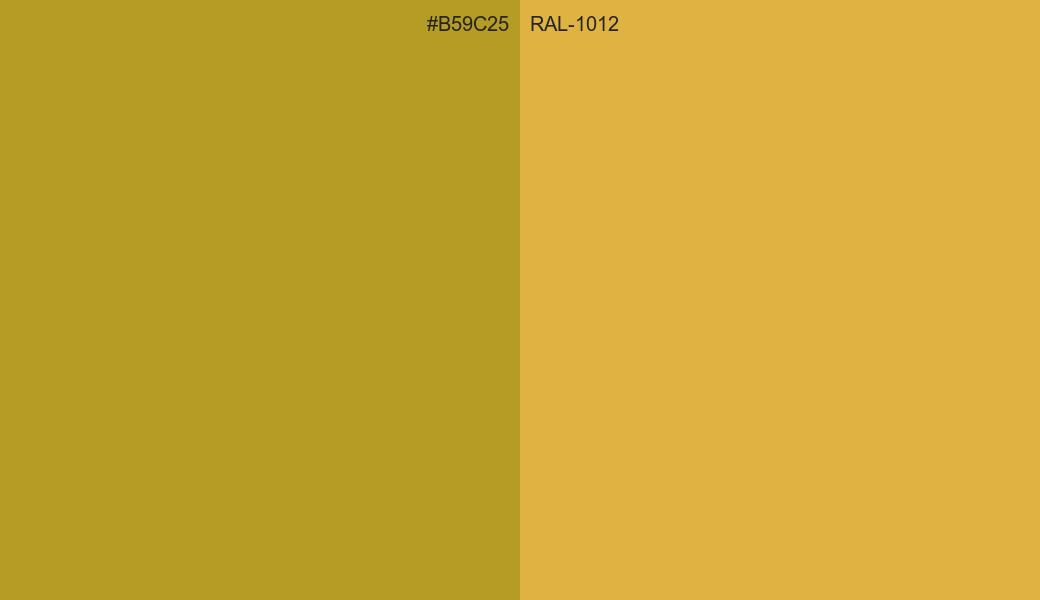 HEX Color B59C25 to RAL 1012 Conversion comparison