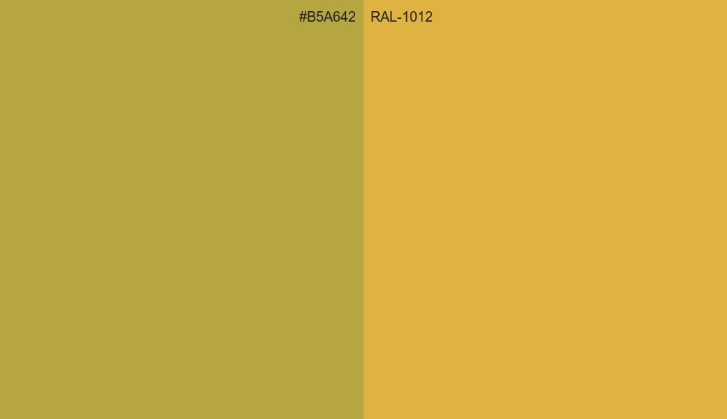 HEX Color B5A642 to RAL 1012 Conversion comparison