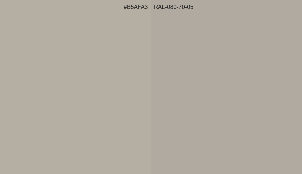 HEX Color B5AFA3 to RAL 080 70 05 Conversion comparison