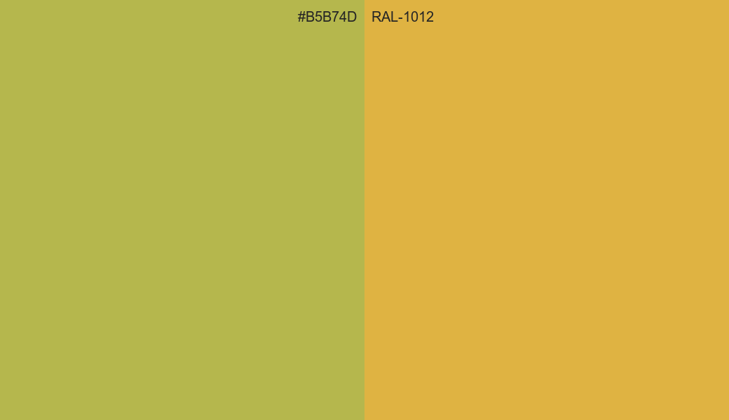 HEX Color B5B74D to RAL 1012 Conversion comparison