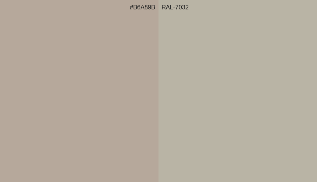 HEX Color B6A89B to RAL 7032 Conversion comparison
