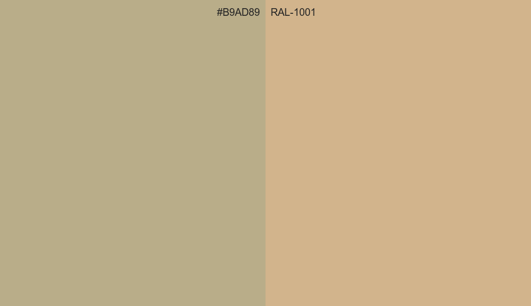HEX Color B9AD89 to RAL 1001 Conversion comparison