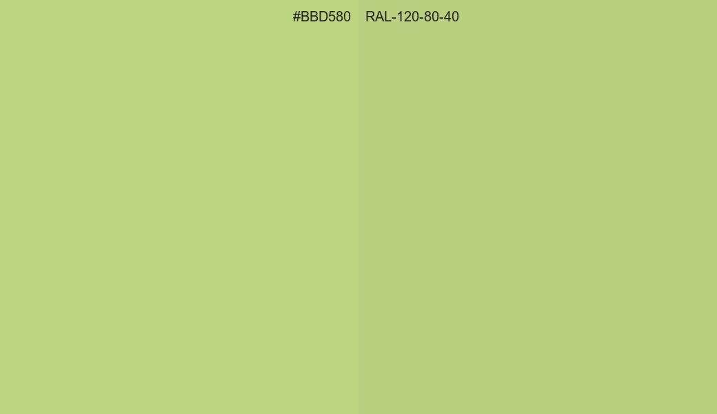 HEX Color BBD580 to RAL 120 80 40 Conversion comparison