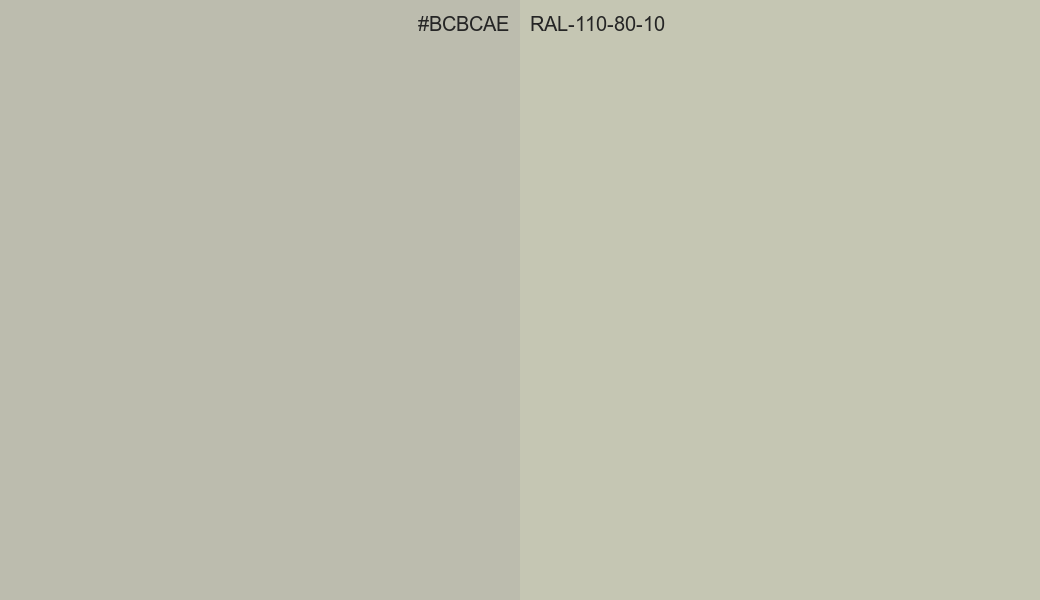 HEX Color BCBCAE to RAL 110 80 10 Conversion comparison