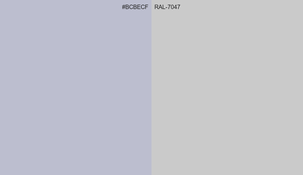 HEX Color BCBECF to RAL 7047 Conversion comparison