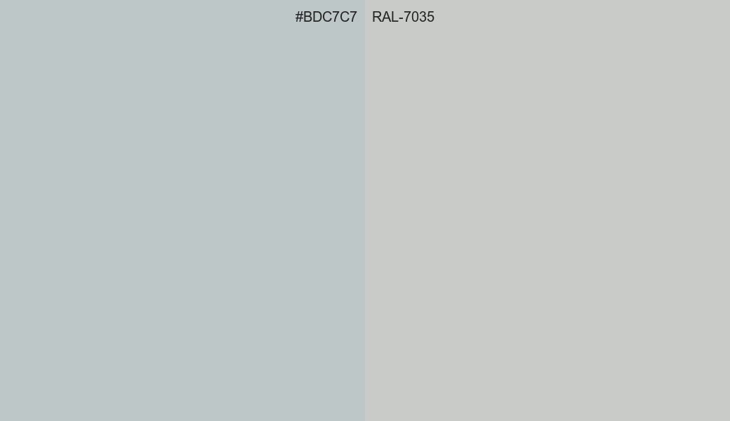 HEX Color BDC7C7 to RAL 7035 Conversion comparison