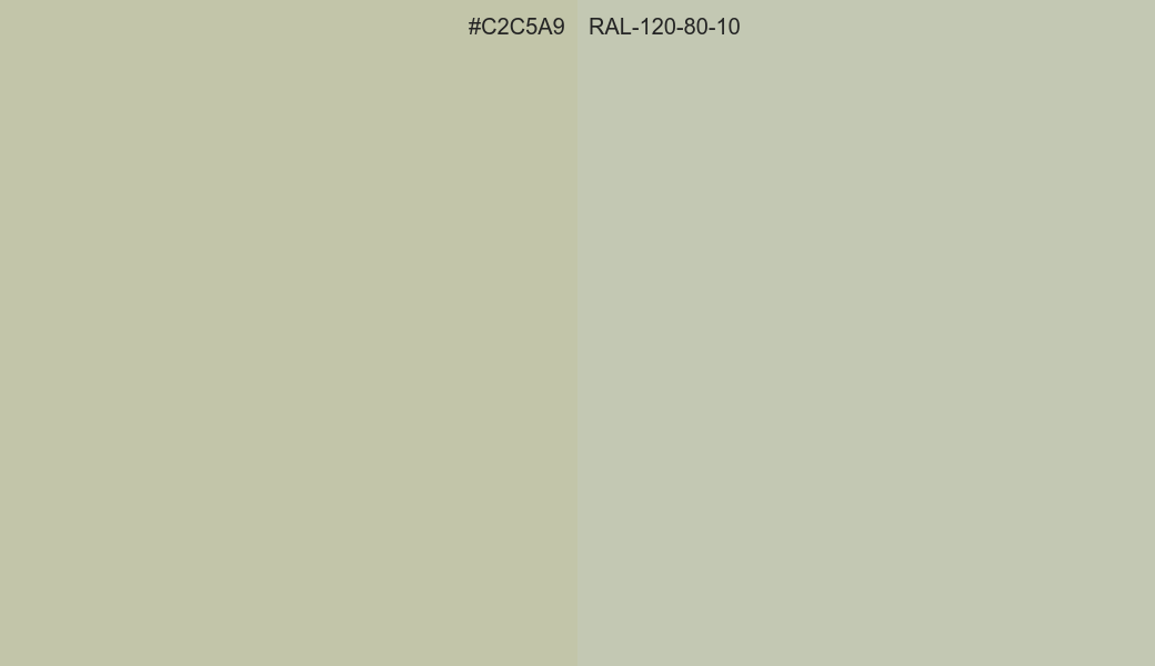HEX Color C2C5A9 to RAL 120 80 10 Conversion comparison