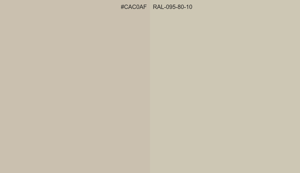 HEX Color CAC0AF to RAL 095 80 10 Conversion comparison