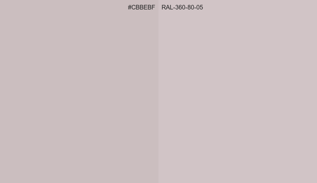 HEX Color CBBEBF to RAL 360 80 05 Conversion comparison