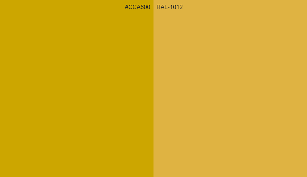 HEX Color CCA600 to RAL 1012 Conversion comparison