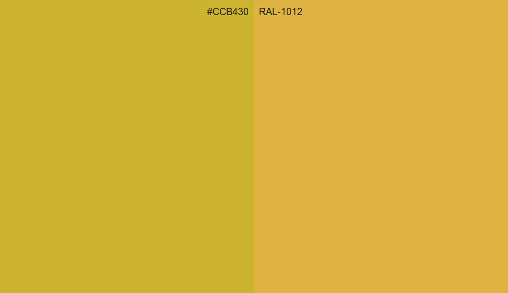 HEX Color CCB430 to RAL 1012 Conversion comparison
