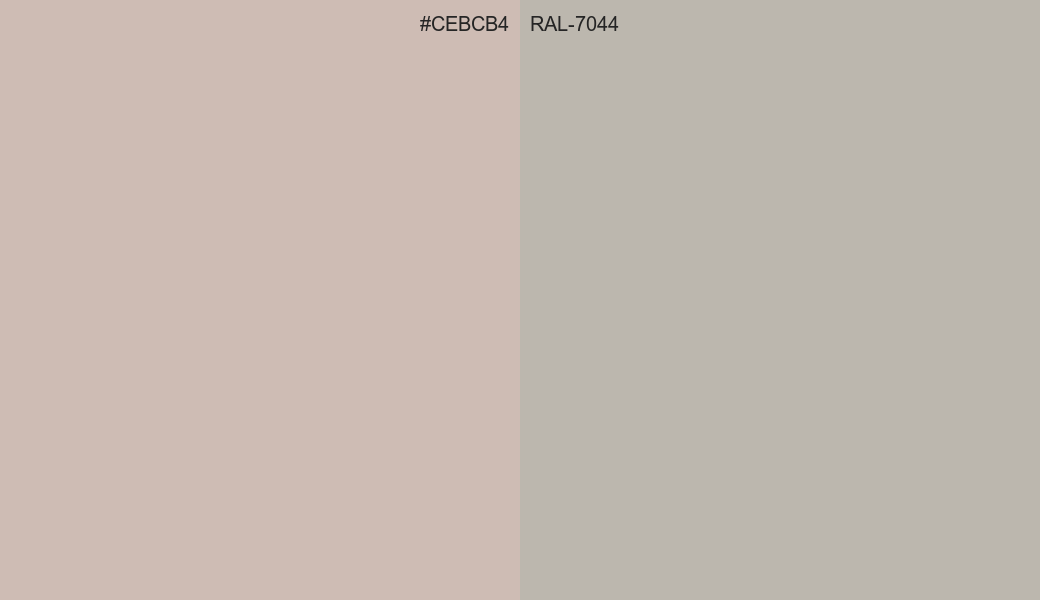 HEX Color CEBCB4 to RAL 7044 Conversion comparison