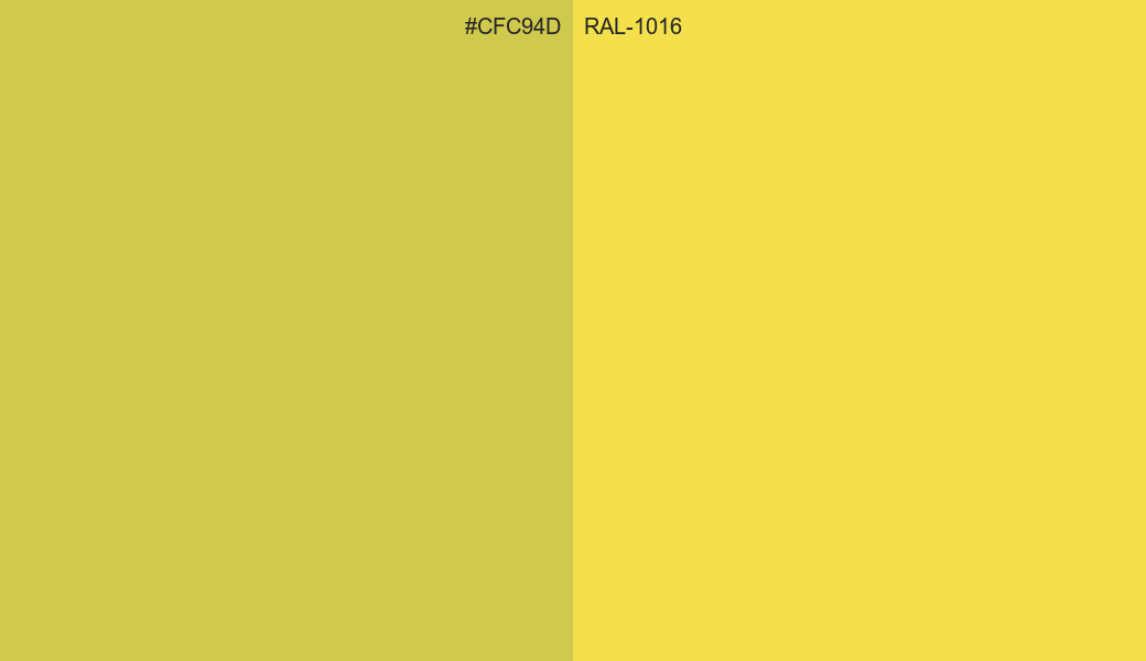 HEX Color CFC94D to RAL 1016 Conversion comparison