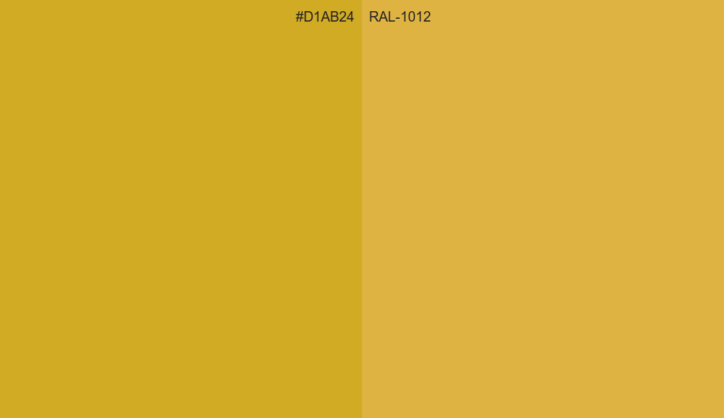 HEX Color D1AB24 to RAL 1012 Conversion comparison