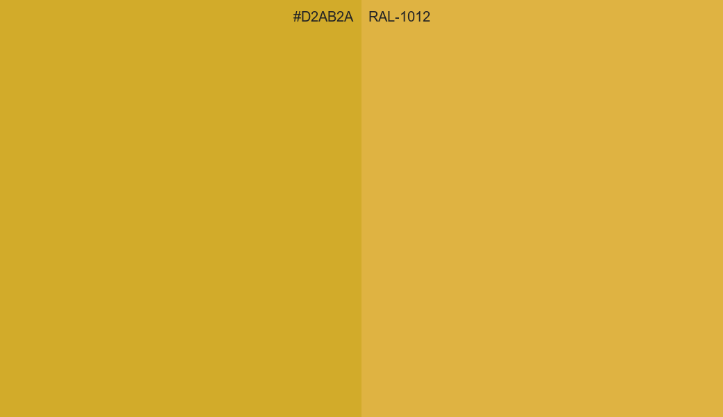 HEX Color D2AB2A to RAL 1012 Conversion comparison