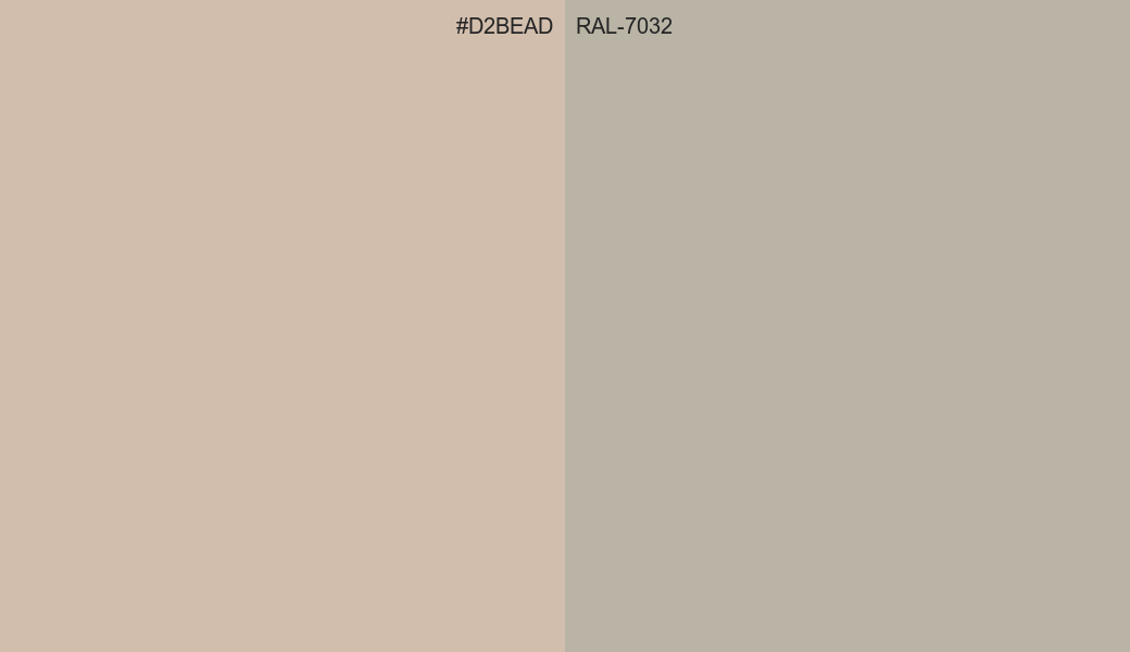 HEX Color D2BEAD to RAL 7032 Conversion comparison
