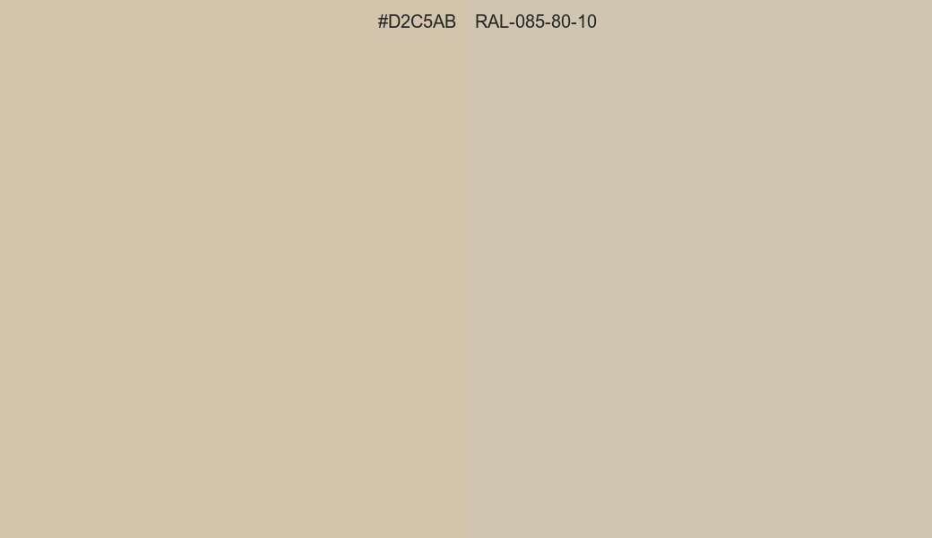 HEX Color D2C5AB to RAL 085 80 10 Conversion comparison
