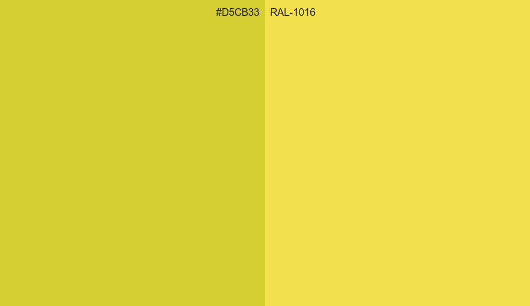 HEX Color D5CB33 to RAL 1016 Conversion comparison