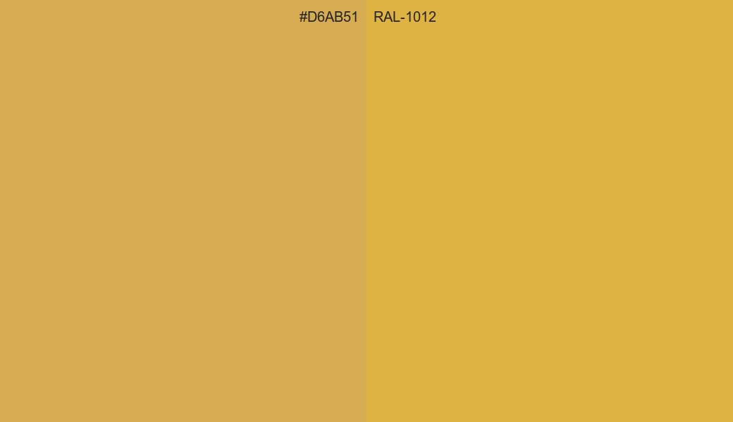 HEX Color D6AB51 to RAL 1012 Conversion comparison