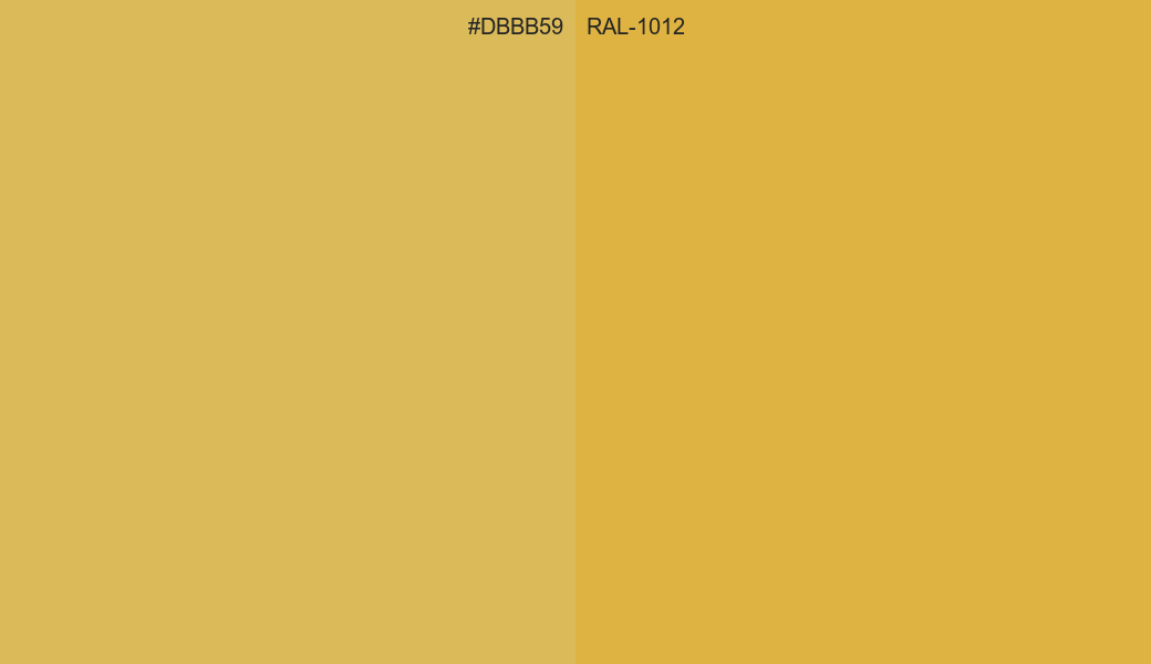HEX Color DBBB59 to RAL 1012 Conversion comparison