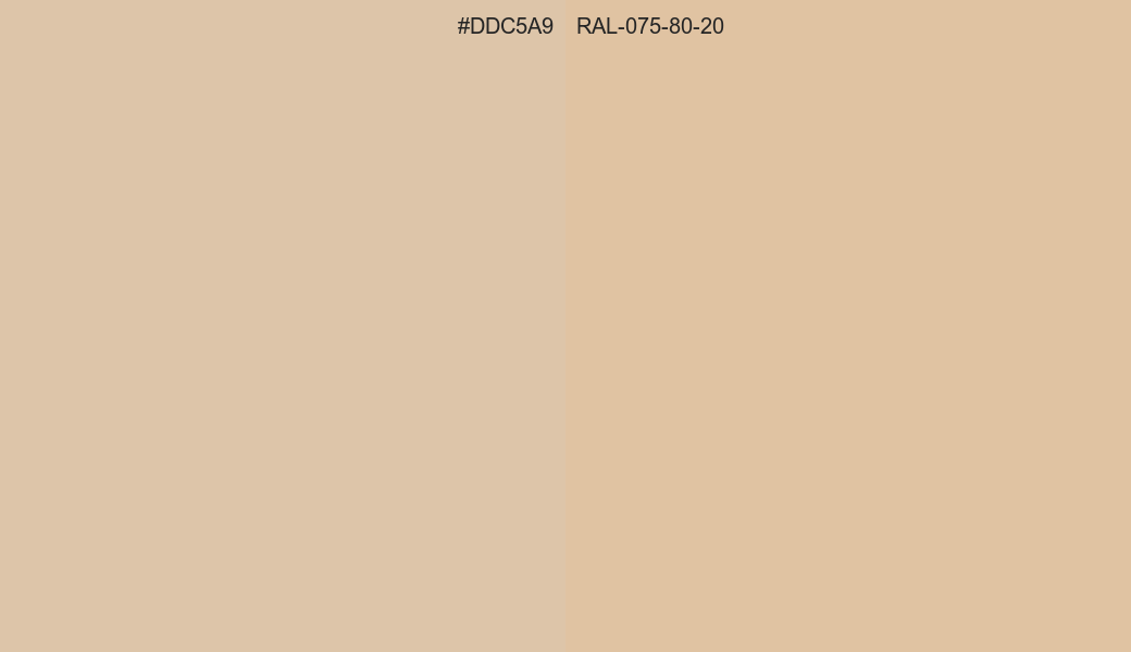 HEX Color DDC5A9 to RAL 075 80 20 Conversion comparison