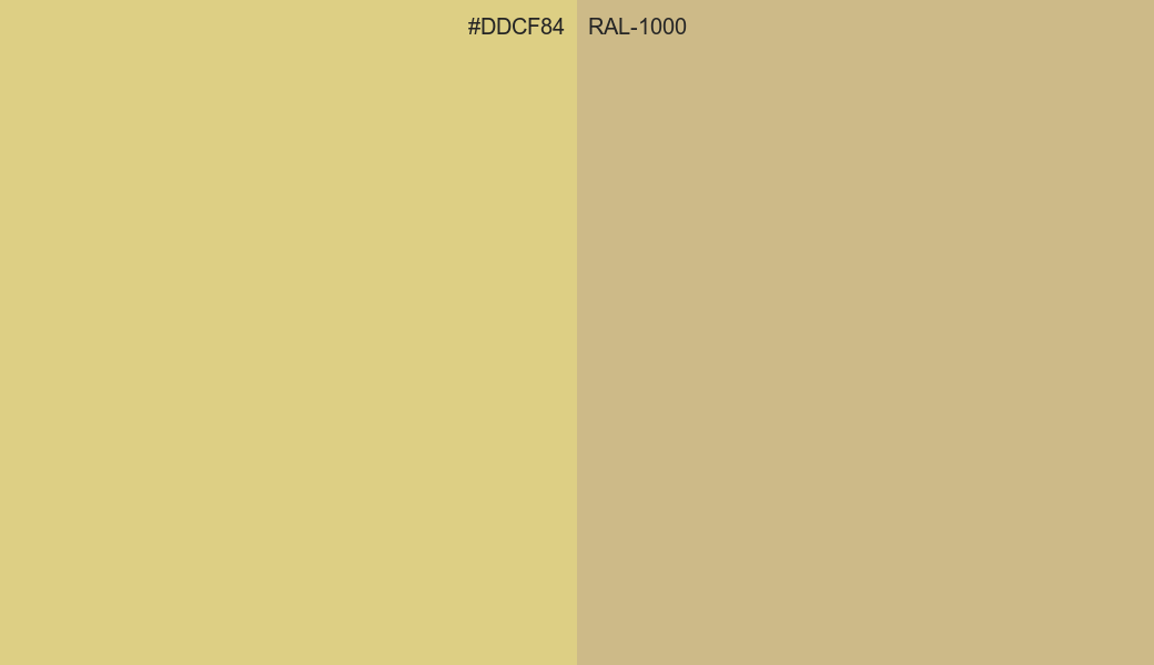 HEX Color DDCF84 to RAL 1000 Conversion comparison