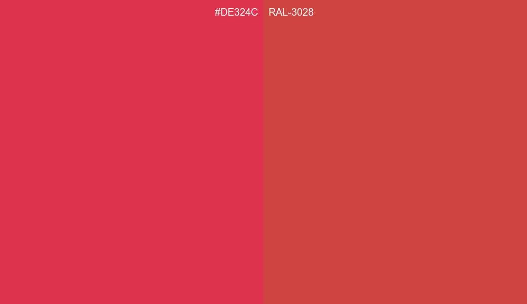 HEX Color DE324C to RAL 3028 Conversion comparison