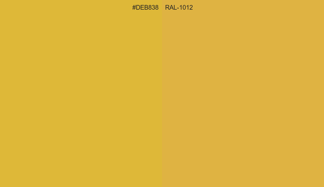 HEX Color DEB838 to RAL 1012 Conversion comparison