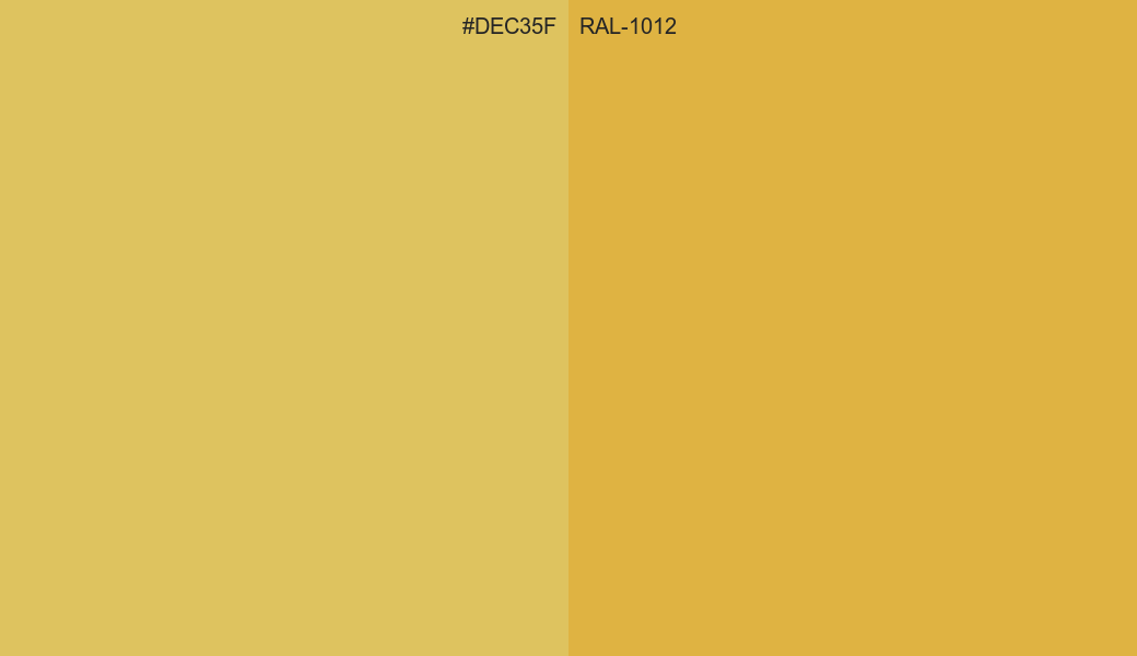 HEX Color DEC35F to RAL 1012 Conversion comparison