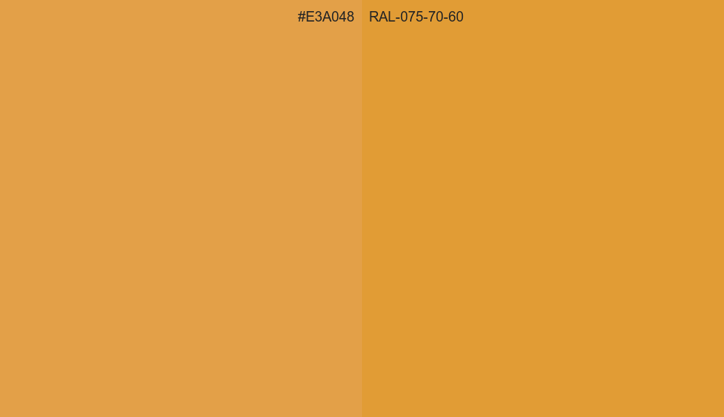 HEX Color E3A048 to RAL 075 70 60 Conversion comparison