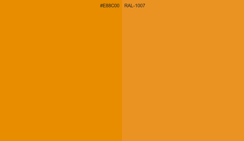 HEX Color E88C00 to RAL 1007 Conversion comparison