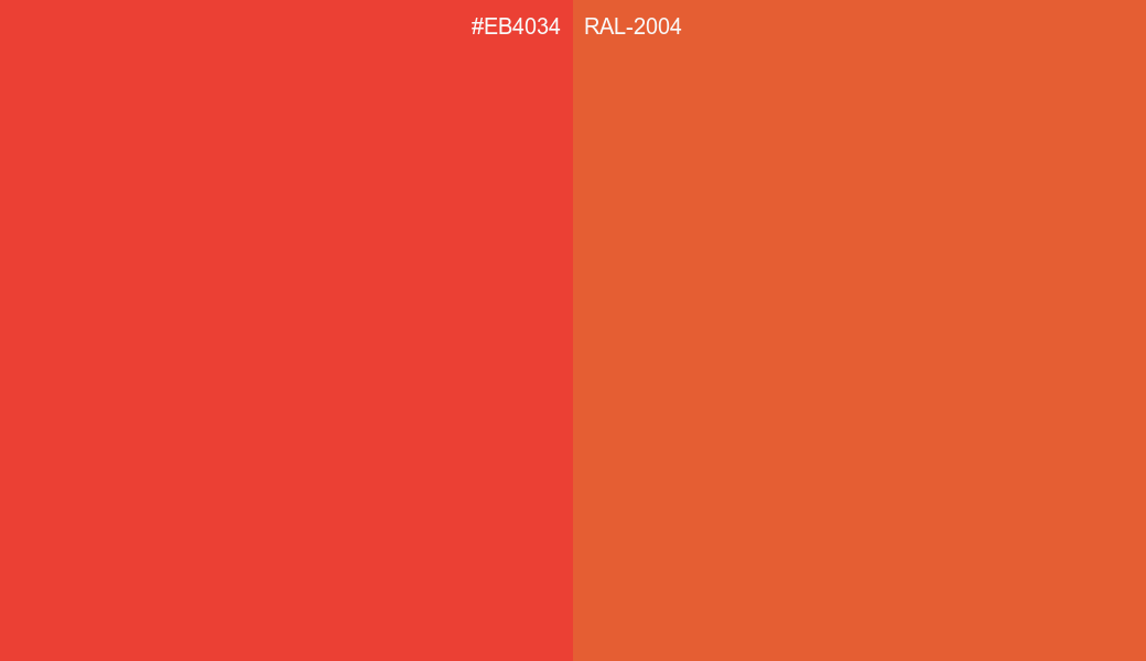 HEX Color EB4034 to RAL 2004 Conversion comparison