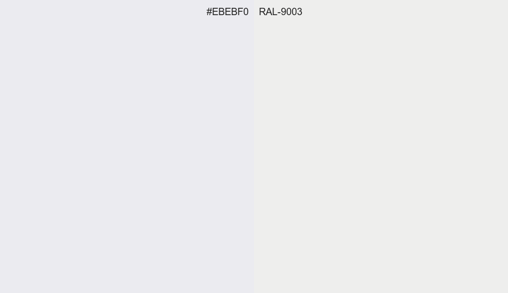 HEX Color EBEBF0 to RAL 9003 Conversion comparison